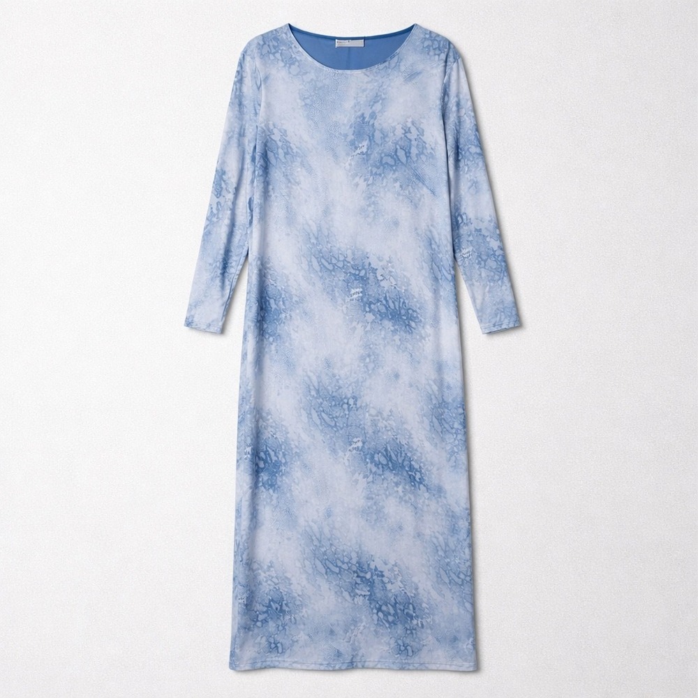 NWT Rita Ora x Primark Womens XL Blue Snakeskin Print Mesh Maxi Dress - Picture 2 of 8